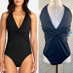 Johnny Was Hurley Twist One Piece Swimsuit Black